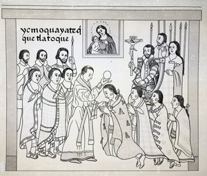 La Conversion des Aztèques au catholicisme romain, planche de 
